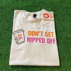 Custom Ink Short Sleeve Don't Get Ripped Off Coffee Lover White T-Shirt M NEW